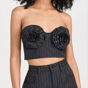 AFRM Black Pinstripe Crop Top